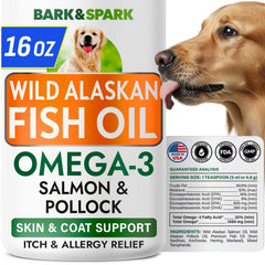 BARK&SPARK Omega3: bouteille avec pompe, dosage facile pour le chien.