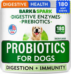 BARK&SPARK Probiotiques chien 180 bouchons – soutien digestif quotidien.