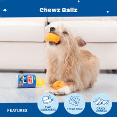 BarkBox Chewz Ballz, peluche douce, parfait pour câlins et jeux.