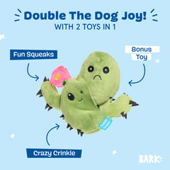 Barkbox Consuela le Cactus, ouverture intérieure, révèle un second jouet pour plus de surprises.