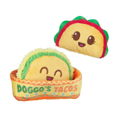 Barkbox Doggo's Tacos ensemble 3-en-1 pour chiens, favorise jeu varié et exercice.
