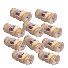 Rouleaux de joue de bœuf Barking Buddha épais 5-6 pouces, friandise naturelle et durable.
