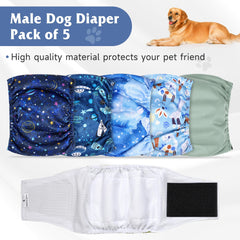 Couche pour chien mâle Barklincharm absorbante et extérieure imperméable protégeant les sols.