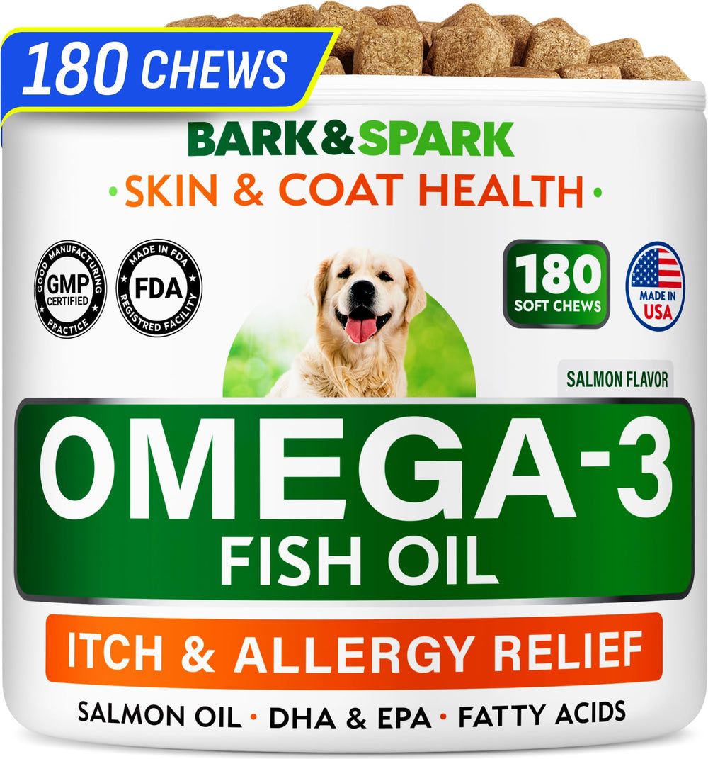BARK&SPARK Omega 3: flacon-poissons, friandises riches en EPA et DHA.
