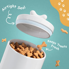 Couvercle Os Barnyard Designs, accès rapide et hygiène pour les friandises.