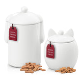 Barnyard Designs: ensemble de bocaux rustiques pour friandises chien et chat sur le comptoir.