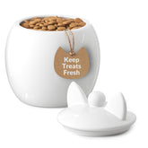 Barnyard Designs récipient friandises chat en céramique blanc hermétique