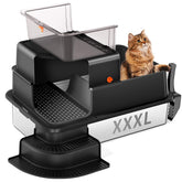 Bartuke XXXL bac à litière en inox avec bord haut, idéal pour chats spacieux.