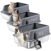 Bartuke bac litieres en acier inox anti eclaboussures pour chats.