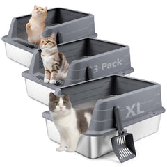 Bartuke bac litieres en acier inox anti eclaboussures pour chats.