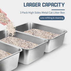 Bartuke lot de 3 litières inox robustes et durables.