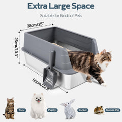 Bartuke bac litieres en acier inox a ouverture haute pour meilleure circulation d air.