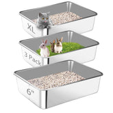 Bartuke litière acier inox très-grand rebords hauts pour grands chats.