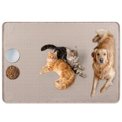 Bartuke Mat d'alimentation pour chat grand, offre un espace spacieux et stable pour plusieurs bols.