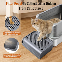Bartuke pédale hauteur litière gris aide les chats âgés.