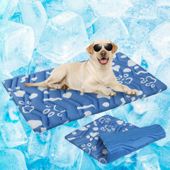 BEAUTYZOO Tapis refroidissant chien grand bleu pour une fraîcheur instantanée.