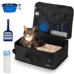 Becivi boîte-litière voyage pour chat avec couvercle pour plus d’intimité.