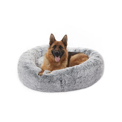 Bedfolks lit chien donut apaisant 45 pouces pour confort et sécurité nocturne.