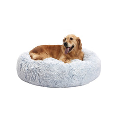 Bedfolks lit donut bleu clair, confort rond pour grand chien.