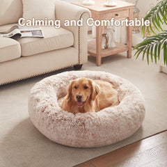BedStill donu lit avec pelage doux pour chien grand, texture rassurante.