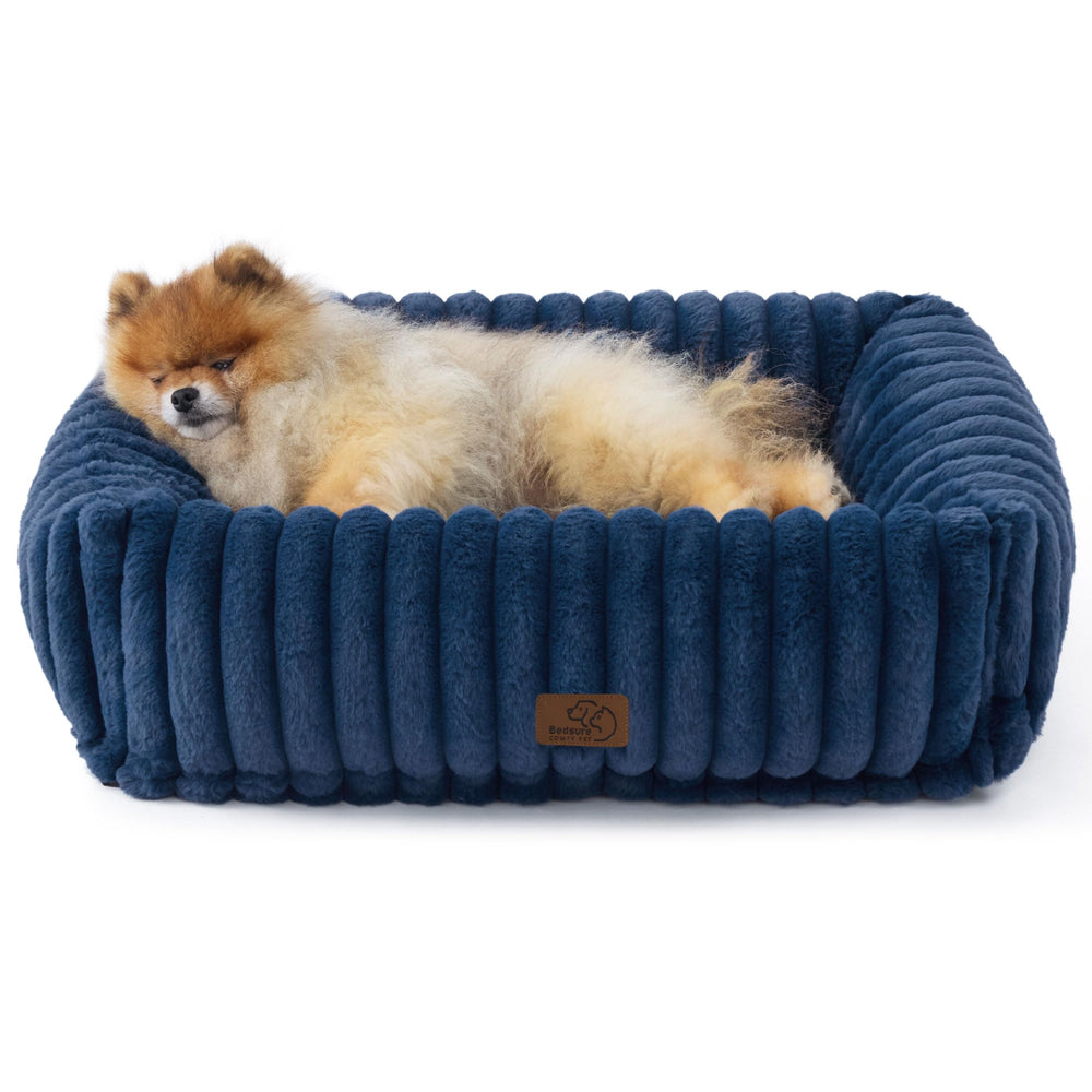 Lit Bedsure ComfyFleece, grand chien, bleu nuit, confort douillet pour repos.