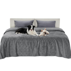 Bedsure couverture imperméable pour chien gris ardoise sur canapé, protection contre les taches.