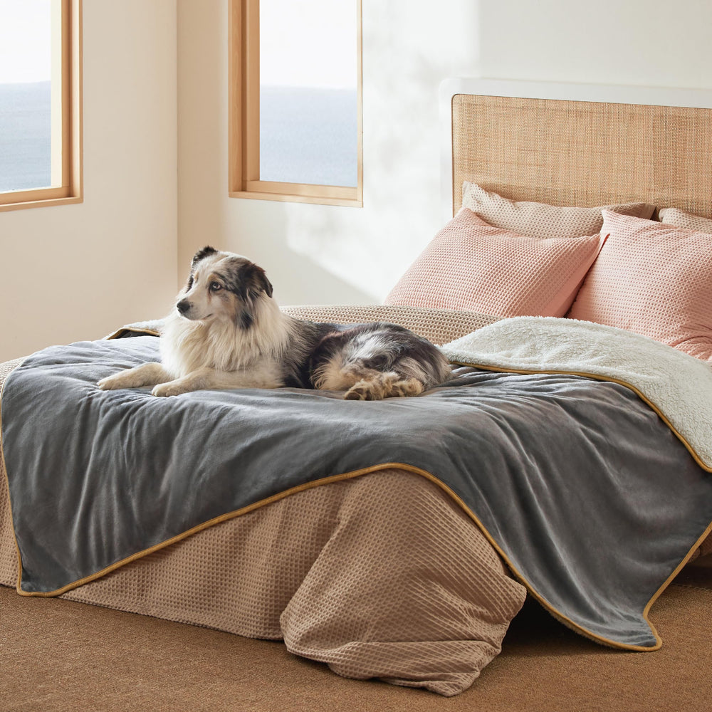 Bedsure couverture imperméable pour lit avec Sherpa protège des liquides et garde au chaud.