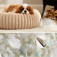 Bedsure lit chien rond avec velours côtelé et toucher doux.