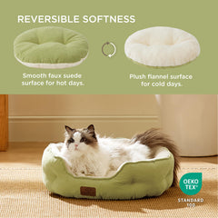 Bedsure nid chien petit rond vert, idéal pour les compagnons de petite taille.