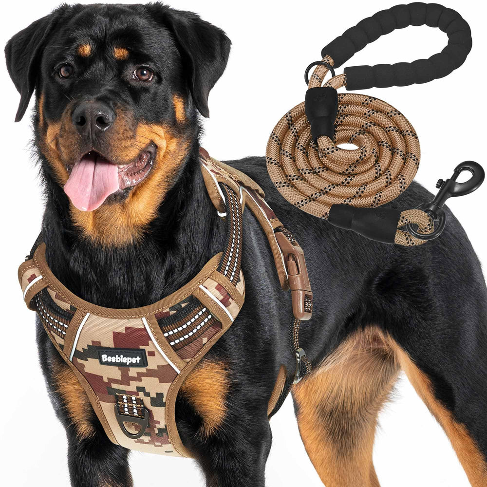 Beebiepet harnais tactique lourd pour chien en désert, idéal pour terrains difficiles.