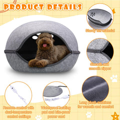 Beeveer lit-chaleur chat cave gris, matelas chauffant étanche pour plus de confort