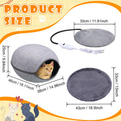 Beeveer lit-chaleur chat cave gris intérieur avec coussin amovible facile à nettoyer