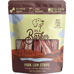 Beg & Barker jerky de porc pour chien, récompense idéale pour l'entraînement.