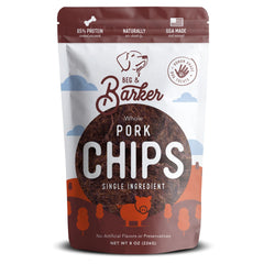 Beg & Barker chips de porc pour chien emballage prêt à partager, friandise naturelle.