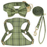 Beirui harnais petit chien plaid vert, confort léger pour les promenades.