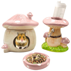 La cachette champignon en céramique BELEATAL offre un refuge sûr pour hamster.
