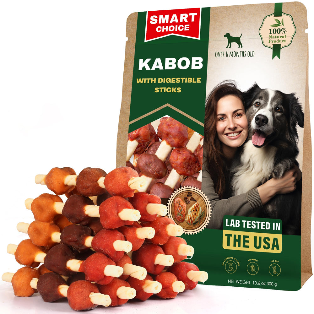 Beloved Pets – friandise brochettes canard et poulet pour chiens, goût appétissant.