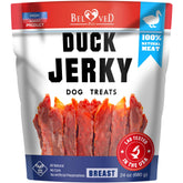 Beloved Pets canard jerky 1,5 lb dans un emballage pratique pour les sorties.