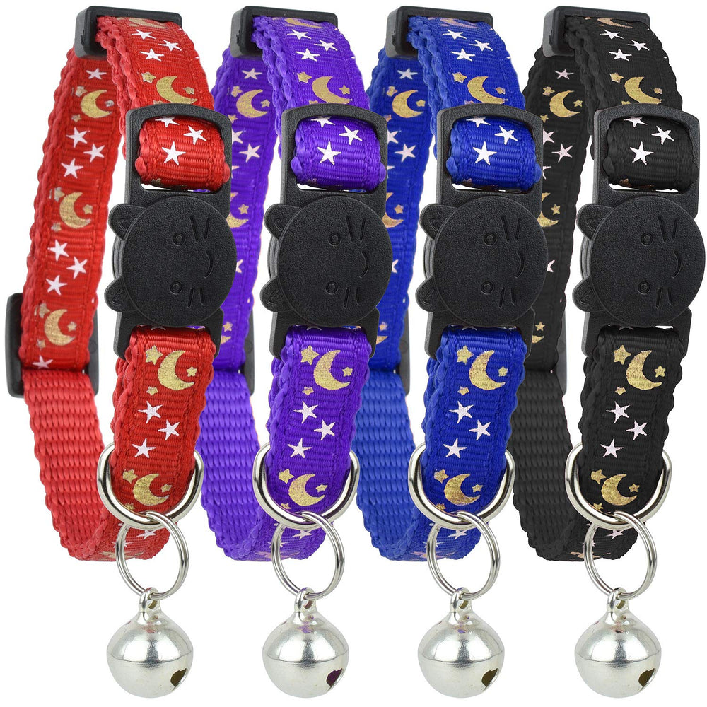 Collier Bemix Pets étoiles et lune 4-pack, meilleure visibilité nocturne.