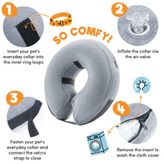 BENCMATE cone inflable pour chat, protection douce après chirurgie et alimentation facilitée.