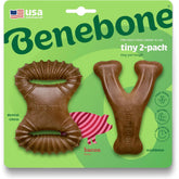 Benebone Tiny 2-Pack: jouet dentaire bacon réel pour petit chien.