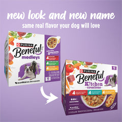 Beneful Medleys Romana 3 oz, ingrédients visibles.