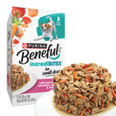 Beneful saumon réel et sauce pour petit chien, repas savoureux et complet.