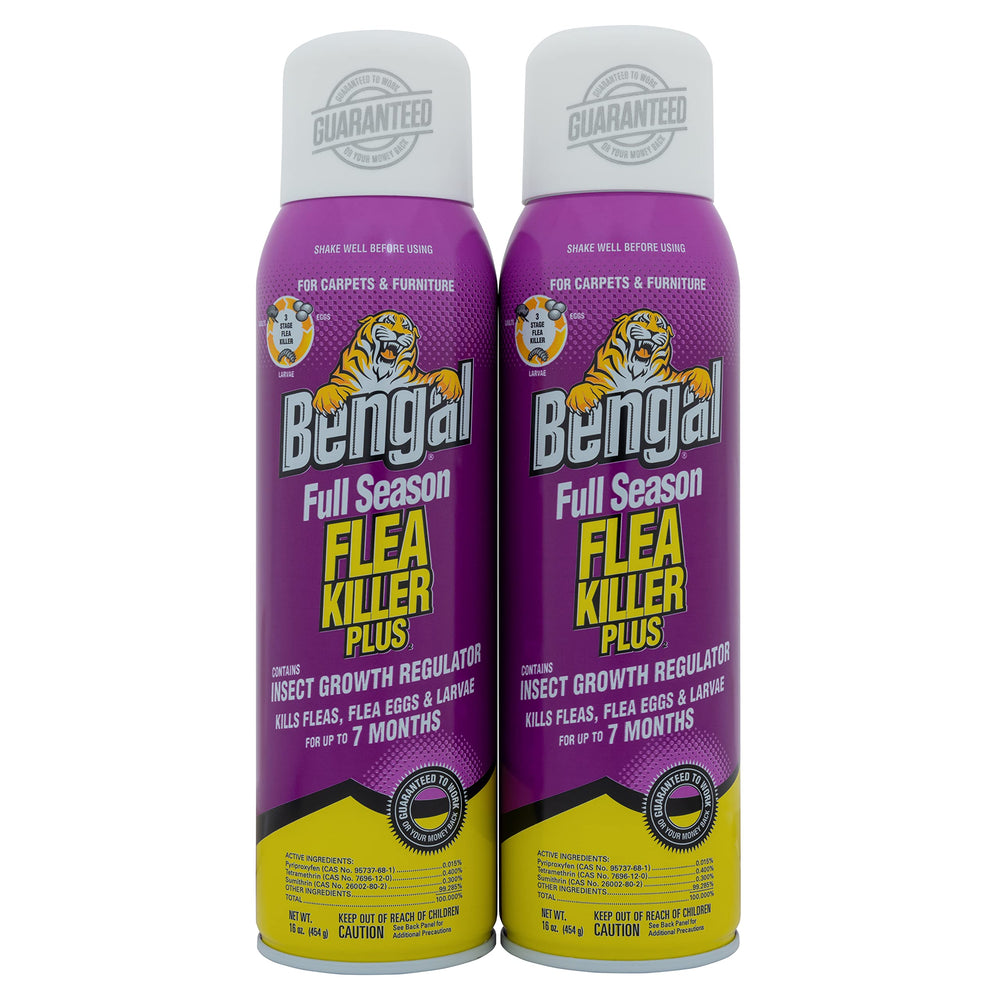 Bengal pack de deux aérosols 16 oz pour une protection longue durée contre les puces et tiques.