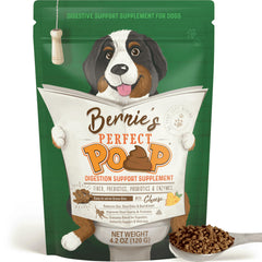 Bernie's poudre digestion en bouteille facilite la digestion du chien lors des repas.