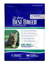 Best Breed Dr. Gary's chat croquettes dans bol, alimentation quotidienne équilibrée.