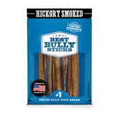 Best Bully Sticks – emballage du pack de 5 bâtonnets hickory fumé de 6 pouces, prêt à offrir.