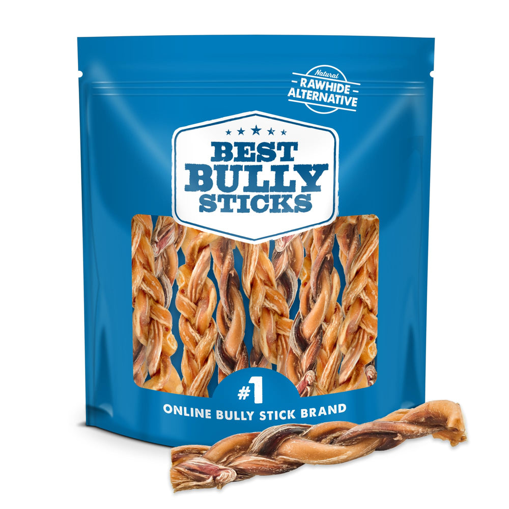 Best Bully Sticks bâtonnets tressés 6 pouces pour grands chiens, mastication durable