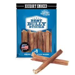Best Bully Sticks bâtonnets fumés au hickory, 4 pouces, récompense idéale pour chiens.