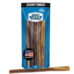 Best Bully Sticks: bâton hickory fumé 12 pouces, récompense durable pour chien.